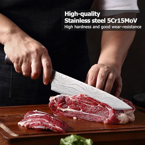 PAUDIN Chef Knife with Sheath- Pro Kitchen Knife 8 Inch Chef's Knives with High Carbon Stainless Steel Sharp Japanese Knife with Ergonomic Handle for Home Kitchen Restaurant