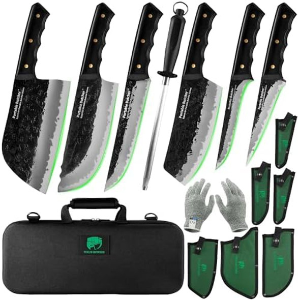 15Pcs Japanese Chef/Butcher Bbq Knife Set High Carbon Steel Hand Forged Boning Meat Cleaver Set With Knife Box For Kitchen Camping