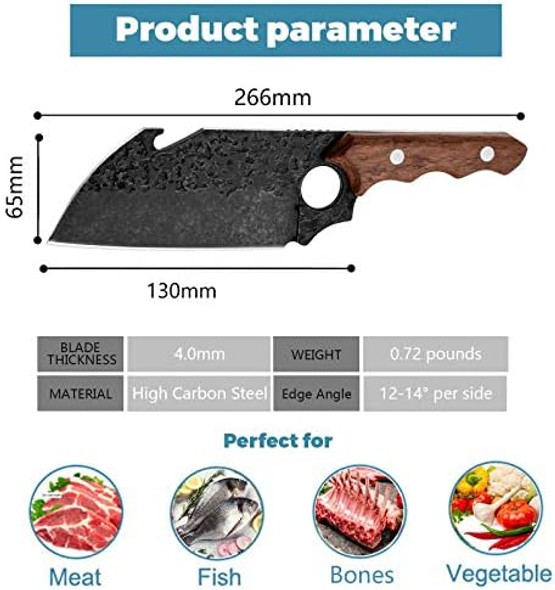 Purple Dragon Boning Knife Hand Forged Damascus Chef Knife 8 Inch Japanese Chef Knife For Kitchen Cooking Meat Cleaver