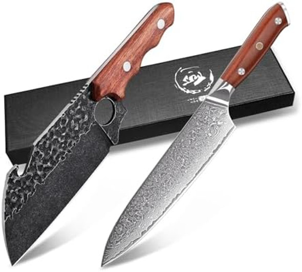 Purple Dragon Boning Knife Hand Forged Damascus Chef Knife 8 Inch Japanese Chef Knife For Kitchen Cooking Meat Cleaver