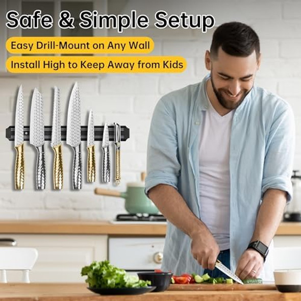 Magnetic Knife Holder 15 Inch Knife Magnetic Storage Strip Magnet Strip For Wall Kitchen Utensil HolderTool HolderMultipurpose Magnetic Knife Rack Durable&Space-Saving(Knives Not Included)