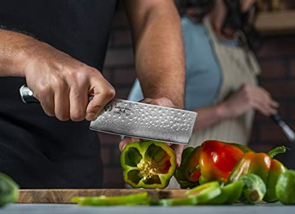 Regalia Nakiri (Usuba) Vegetable Chef Knife: Best 6-Inch Japanese Aus10 67-Layer High Carbon Stainless Damascus Steel Asian Vegetable Cleaver Shaped Blade W/Hammered Finish G-10 Handle