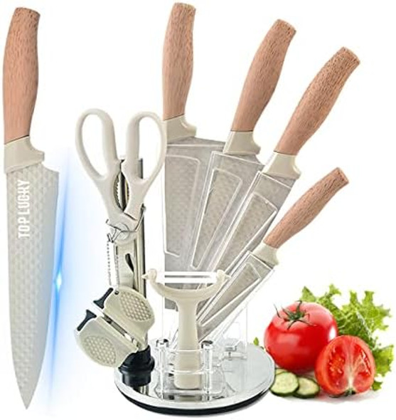 Kitchen Knife Set 8-Pieces Khaki Sharp Chef Knife Set With Block Knife Block Set With Diamond Grain Non-Stick Knife Blade Stainless Steel Cooking Knives Suitable For Home Restaurant Apartment Kitchen Knife Set 8-Pieces Khaki Sharp Chef Knife Set With Block Knife Block Set With Diamond Grain Non-Stick Knife Blade Stainless Steel Cooking Knives Suitable For Home Restaurant Apartment