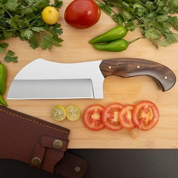 11-Inch Chinese Cleaver Chef Knife Clever Knife Chinese Vegetable Cleaver Kitchen Chopping Knife Chopper Knife And Meat Cleaver Knife With Leather Sheath (11 Inch Steel Cleaver)