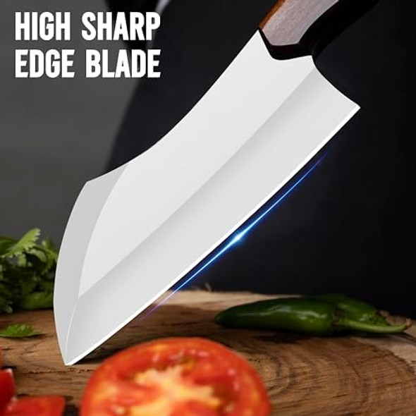 11-Inch Chinese Cleaver Chef Knife Clever Knife Chinese Vegetable Cleaver Kitchen Chopping Knife Chopper Knife And Meat Cleaver Knife With Leather Sheath (10 Inch Rail Steel Cealver)