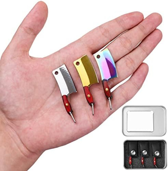 Tiny Knife Set 3Pcs Electroplated Mini Chef Knife With Sheath Mini Knives Set For Package Opener Box Cutter