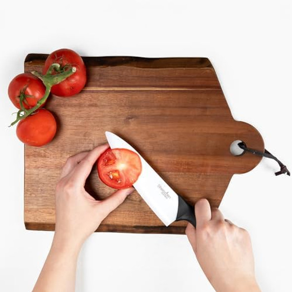 White Ceramic Knife Set - 3-Piece Kitchen Knives Bundle: 6" Chef'S 5" Slicing And 4" Paring Knife. Lightweight Kitchen Cutlery For Precision Slicing And Cooking
