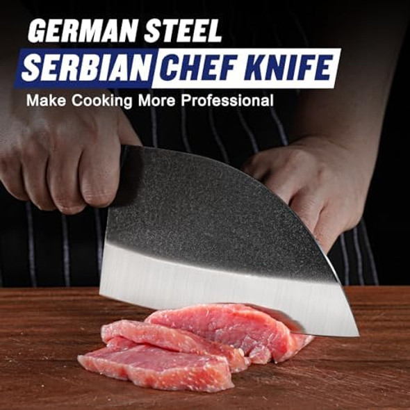 3Pcs Butcher Knife Set For Meat Cutting Hand Forged High Carbon Serbian Chef Knives With Ergonomic Handles Ultra-Sharp Boning Cleaver For Kitchen Outdoor Camping Bbq Idea Men