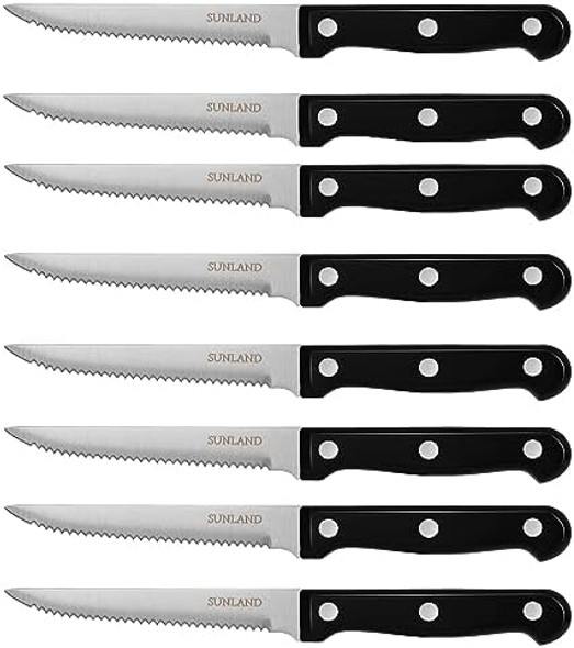 Sunalnd Steak Knives Set Of 8Micro Serrated Edge Full Tang Triple Riveted Steak Knife Sunalnd Steak Knives Set Of 8Micro Serrated Edge Full Tang Triple Riveted Steak Knife