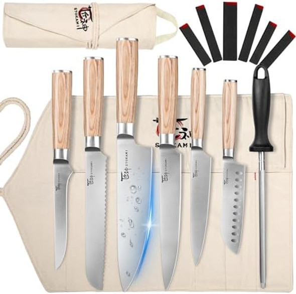 Chef Knife Set 14Pcs Japanese Kitchen Knife Set With Roll Bag Pakkawood Handle High Carbon Stainless Steel Professional Kitchen Knives For Camp Travel Outdoor Chef Knife Set 14Pcs Japanese Kitchen Knife Set With Roll Bag Pakkawood Handle High Carbon Stainless Steel Professional Kitchen Knives For Camp Travel Outdoor