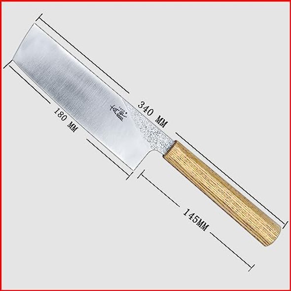 Vegetable Knife 7 Inch Japanese Nakiri Knife High Carbon Powder Forge Stainless Steel 905 Blade With 62 Hrc Natural Ash Wood Handle Light Weight Comfortable Grip 180Mm