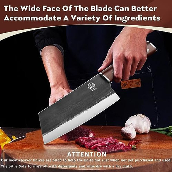 7.5 Inch Cleaver Knife And 7 Inch Fishing Fillet Knife Full Tang Meat Cleaver Knife For Home Kitchen Sharp Boning Knife For Meat Cutting Full Tang Meat Cleaver Knife For Home Kitchen