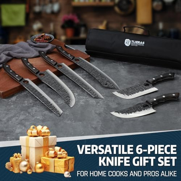 Tijeras Butcher Knife Set Hand Forged Bbq Viking Meat Cleaver Knives Professional Chef Knife Set With Roll Bag 6 Pcs High Carbon Steel Kitchen Knives For Camping Grilling Birthday Dad Mom Tijeras Butcher Knife Set Hand Forged Bbq Viking Meat Cleaver Knives Professional Chef Knife Set With Roll Bag 6 Pcs High Carbon Steel Kitchen Knives For Camping Grilling Birthday Dad Mom