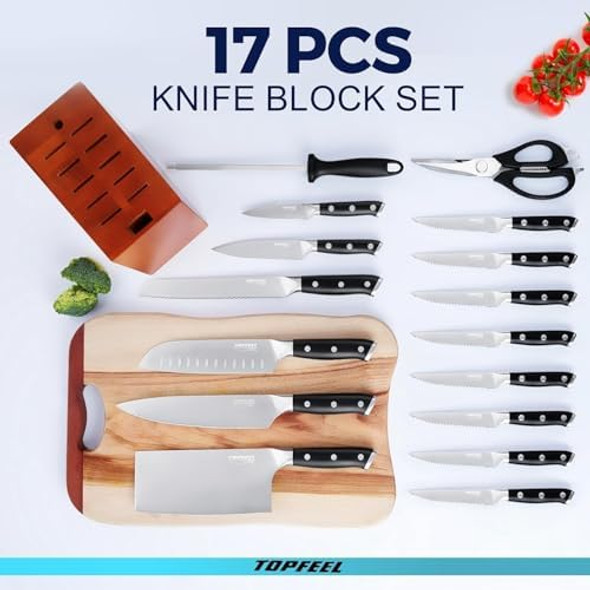 17Pcs Kitchen Knife Set With Magnetic Knife Block-5 Chef Knives8 Serrated Steak Knives Ultra Sharp Chef Knife Set With Knife SharpenerKitchen Scissors 17Pcs Kitchen Knife Set With Magnetic Knife Block-5 Chef Knives8 Serrated Steak Knives Ultra Sharp Chef Knife Set With Knife SharpenerKitchen Scissors