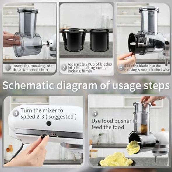 Slicer Shredder Attachments For Kitchenaid Stand Mixers Cheese Grater Salad Maker Vegetable Shredder Food Slicers Chopper Grinding Powder Accessories With d 5 Blades