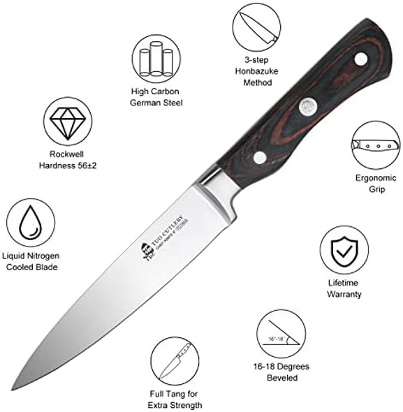 Tuo Chef Knife 6 Inch-Kitchen Chef'S Knife Professional Cooking Knife-German High Carbon Stainless Steel Gyuto Knife-Ergonomic Pakkawood Handle- Legacy Series