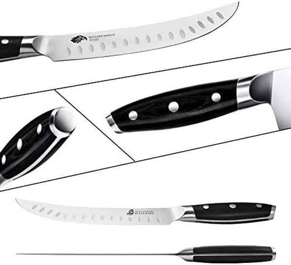 Tuo Butcher Knife 8 Inch Meat Cleaver Scimitar Breaking Curved Slicing Carving Knife German Hc Steel With Full Tang Pakkawood Handle Kitchen Knife For Home And Restaurant