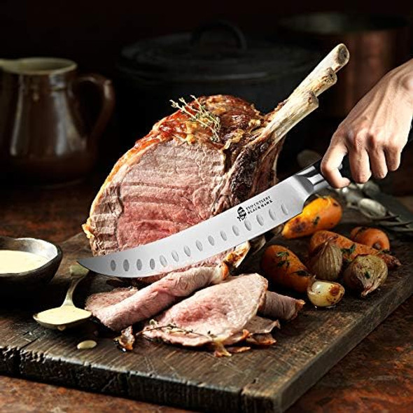 Tuo Butcher Knife 8 Inch Meat Cleaver Scimitar Breaking Curved Slicing Carving Knife German Hc Steel With Full Tang Pakkawood Handle Kitchen Knife For Home And Restaurant