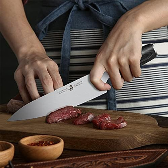 Tuo Chef Knife 8" Pro Chefs Cooking Knife Japanese Vegetable Cleaver High Carbon German Stainless Steel Ergonomic Pakkawood Handle Goshawk Series