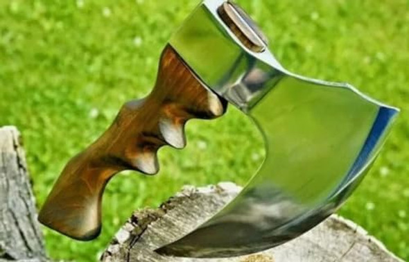 Viking Pizza Cutter Axe Ll Viking Butcher Cleaver Knife With Wooden Handle - Ultra-Sharp Steel Axe Blade & Leather Sheath And Functional Kitchen Tool