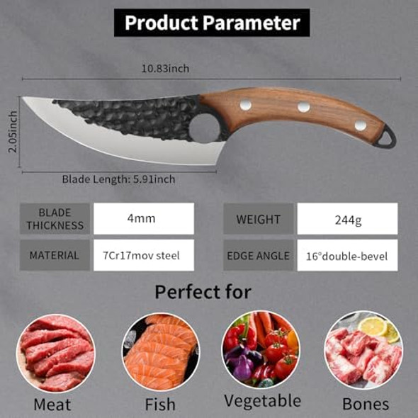 Chef KnifeUltra Sharp And Strong Japanese Chefs Knife Hand Forged Boning High Carbon Steel Wood Handle Professional Kitchen Knife With Sheath For Kitchen Bbq Camping Outdoor