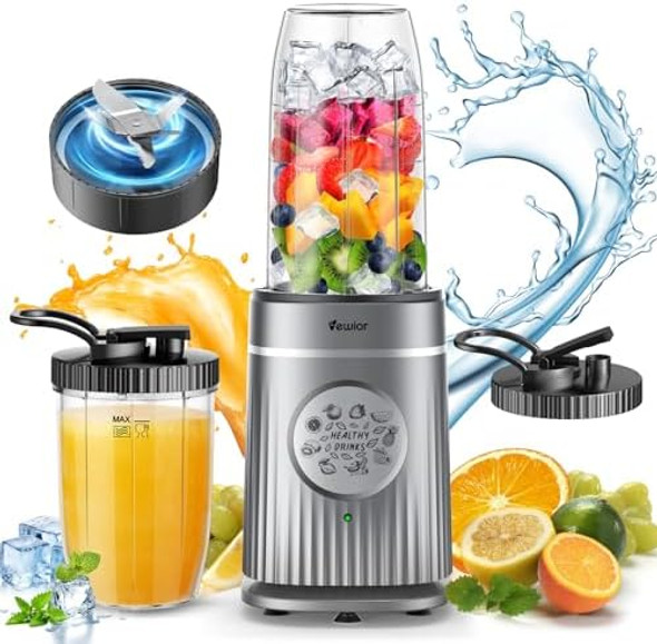 Vewior Smoothie Blender 1500W Personal Blender For Shakes And Smoothies With 32 Oz & 24 Oz To-Go Cups Countertop Portable Blenders For Kitchen Ideal For Frozen Juices Baby Food Smoothies Sauces