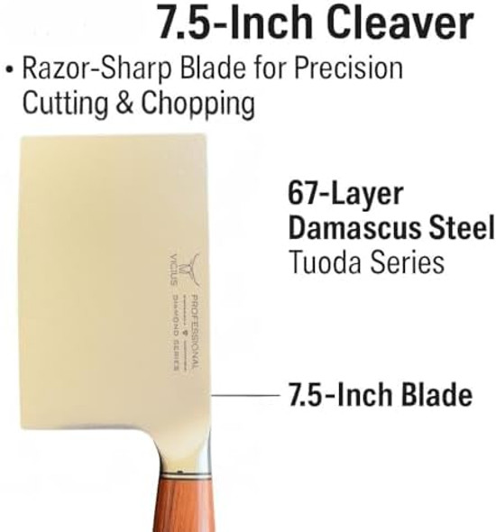 7.5-Inch Cleaver – 67-Layer Damascus Steel Tuoda Series Razor-Sharp Blade For Precision Cutting & Chopping 7.5-Inch Cleaver – 67-Layer Damascus Steel Tuoda Series Razor-Sharp Blade For Precision Cutting & Chopping