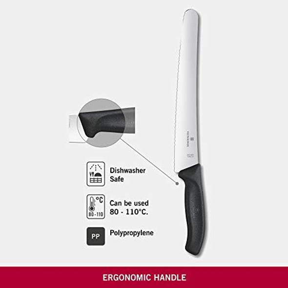 Victorinox" Swiss Classic Wavy Edge Pastry Knife With 26 Cm Blade Stainless Steel Black 30 X 5 X 5 Cm