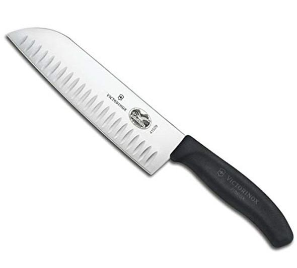 Victorinox 5.2523.17 Fibrox Pro Santoku Knife For General-Purpose Slicing Dicing Mincing And Everything In Between Fluted Edge Blade In Black 6.7 Inches