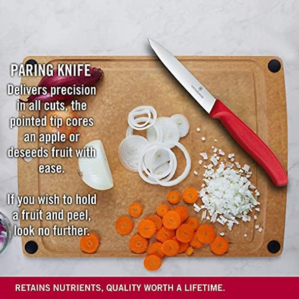 Victorinox Vic-6.7701 Swiss Classic Paring 4" Straight Spear Point Blade 5/8" Width At Handle Red