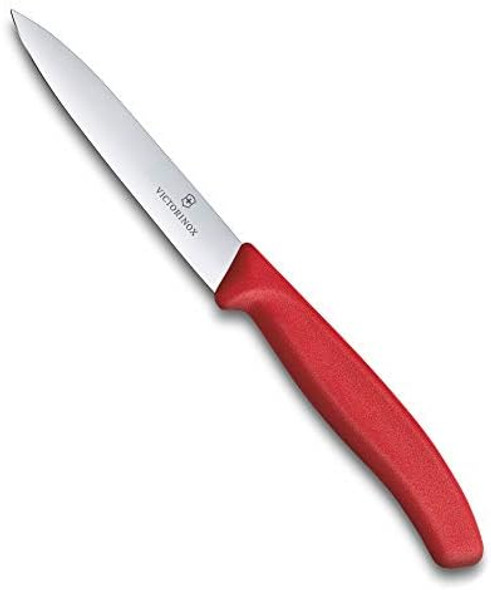 Victorinox Vic-6.7701 Swiss Classic Paring 4" Straight Spear Point Blade 5/8" Width At Handle Red