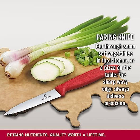 Victorinox Vic-6.7731 Swiss Classic Paring 4" Serrated Spear Point Blade 5/8" Width At Handle Red