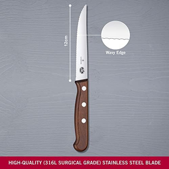 Victorinox Steak Knife Set - Meat Knives For Kitchen Essentials - Stainless Steel Kitchen Knives - Wooden Handles Straight Edge 2-Piece Set