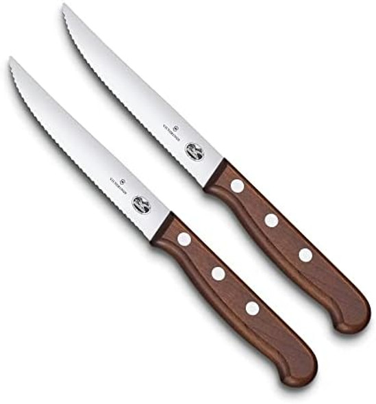 Victorinox Steak Knife Set - Meat Knives For Kitchen Essentials - Stainless Steel Kitchen Knives - Wooden Handles Straight Edge 2-Piece Set Victorinox Steak Knife Set - Meat Knives For Kitchen Essentials - Stainless Steel Kitchen Knives - Wooden Handles Straight Edge 2-Piece Set