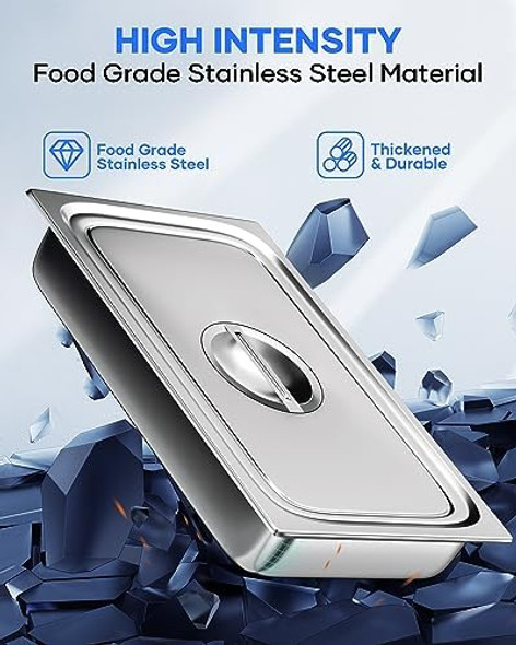 Wantjoin Steam Table Hotel Pans With Lid 6 Pack 1/3 Size 6 Inch 201 Stainless Steel 6" Deep Food Storage Container Set Cover For Chafing Dishes Commercial Buffet Restaurant Kitchen Catering Supplies Wantjoin Steam Table Hotel Pans With Lid 6 Pack 1/3 Size 6 Inch 201 Stainless Steel 6" Deep Food Storage Container Set Cover For Chafing Dishes Commercial Buffet Restaurant Kitchen Catering Supplies