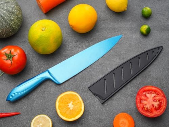 Wellstar Chef Knife With Sheath Sharp Kitchen Knife 8 Inch Blue Cooking Knives With German Hc Steel