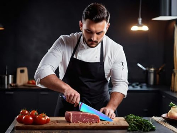 Wellstar Chef Knife With Sheath Sharp Kitchen Knife 8 Inch Rainbow Cooking Knives With German Hc Steel