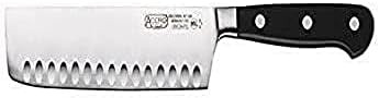 Winco 7" Acero Nakiri Knife Hollow Ground Asian Style Cleaver With Black Pom Handle