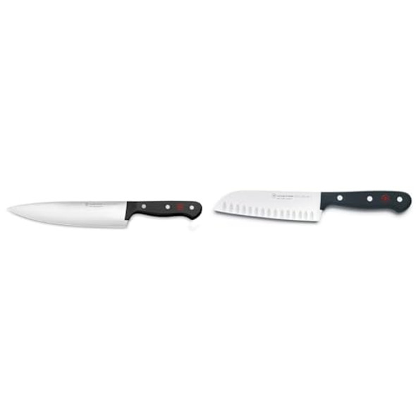 Wüsthof 8" Gourmet Chef'S Knife Black & Wüsthof Gourmet 5" Hollow Edge Santoku Knife Black Wüsthof 8" Gourmet Chef'S Knife Black & Wüsthof Gourmet 5" Hollow Edge Santoku Knife Black