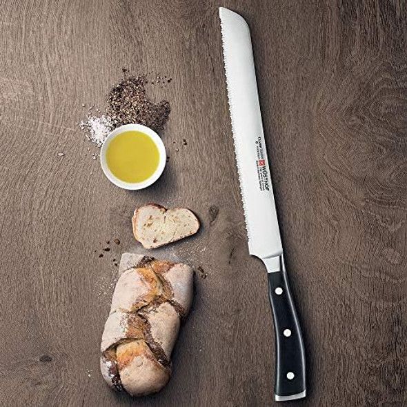 Wüsthof Classic Ikon 9" Double Serrated Bread Knife Black
