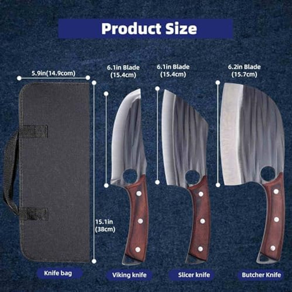 Butcher Knife Set With Bag， Meat Cleaver For Meat Cutting Processing High Carbon Steel Hand Forged Butcher Chef Knives，Outdoor Bbq Camping Knife (5 Butcher Knife)