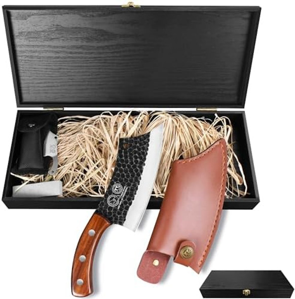 Xyj 6.2 Inch Meat Cleaver Knife With Wood Box Sheath Kitchen Knife High Carbon Steel Blade Full Tang Wood Handle