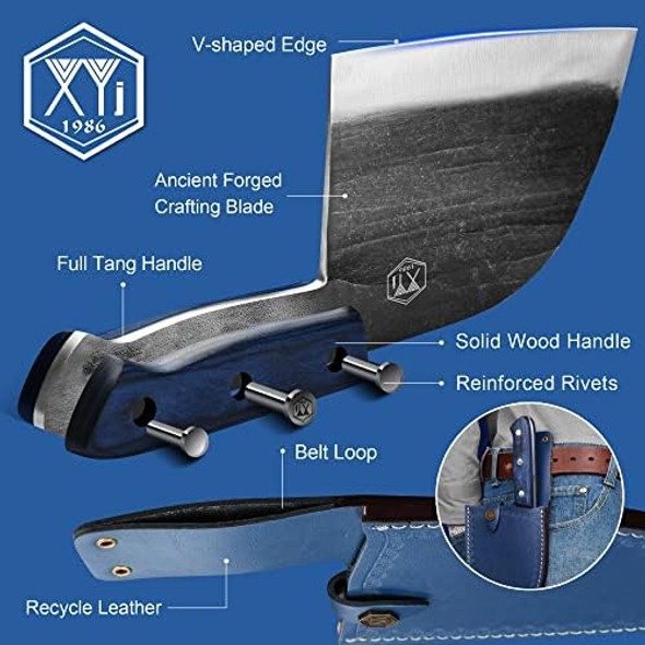 Xyj Handmade Forged Butcher Knife Serbian Chef Knife Stainless Steel Cleaver For Meat Vegetable Camping Knife With Carry Sheath