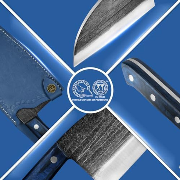 Xyj Cooking Culinary Knife Serbian Chef Knives Professional Meat Cleaver With Belt Sheath Chopping Slice Knives For Kitchen Camping