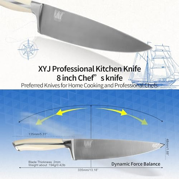 Xyj 8 Inch Professional Japanese Chef KnifeStainless Steel Cleaver Meat Cutting Vegetable Slicing Cooking Chefs Kitchen Knife With SheathOutdoor Camping Bbq Meat Cleaver For Women Men