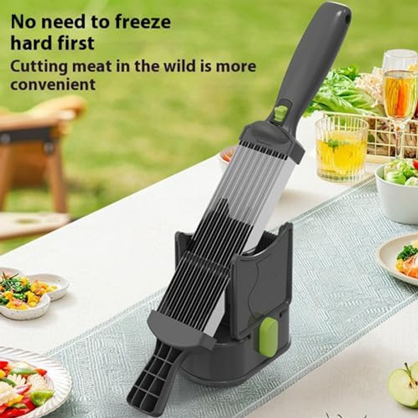 Fresh Meat Slicer Thickness Adjustable 2 Or 4 Mm 17 In 1 Stainless Steel Cleaver Kitchen Knife For Slicing Shredding Manual Meat Cutter Jerky Slicer For Beef Pork Salmon Jerky