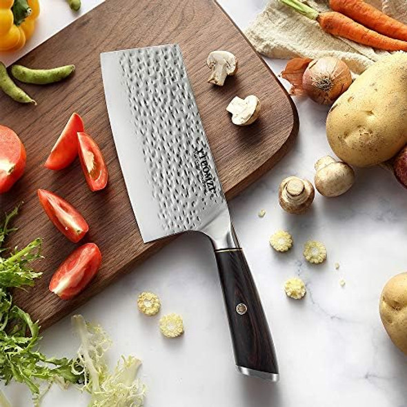 Cleaver Knife - 7" Meat Cleaver For Kitchen And 8 Inch Razor Sharp Chef Knife With Protective Knife Sheath