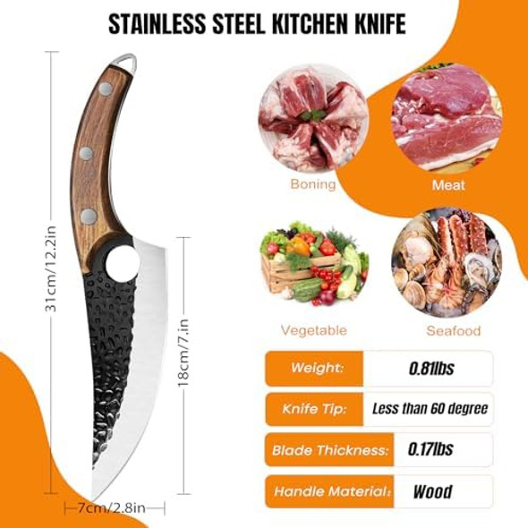 Zeng Butcher Knife Hand Forged Boning Knife With Sheath Viking & Japanese Blades High Carbon Steel Kitchen & Camping