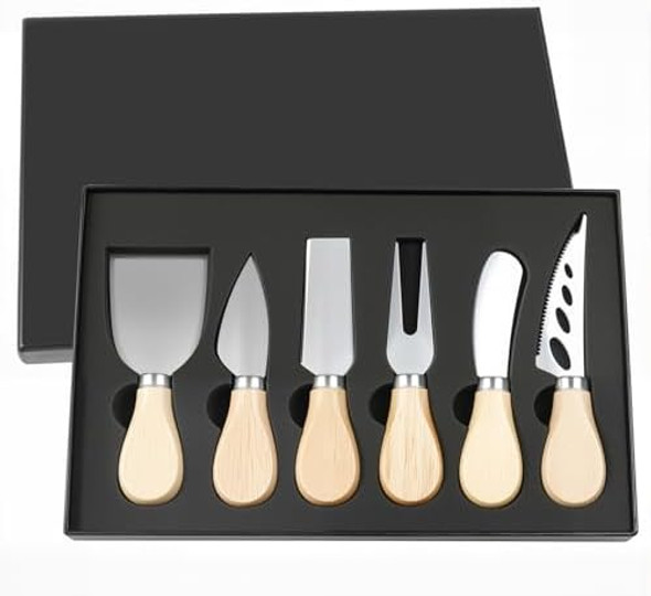 6 Pcs Cheese Knives Set Mini Stainless Steel Cheese Knives Set With Wooden Handle Perfect For Charcuterie Board Accessories And Cheese Spread