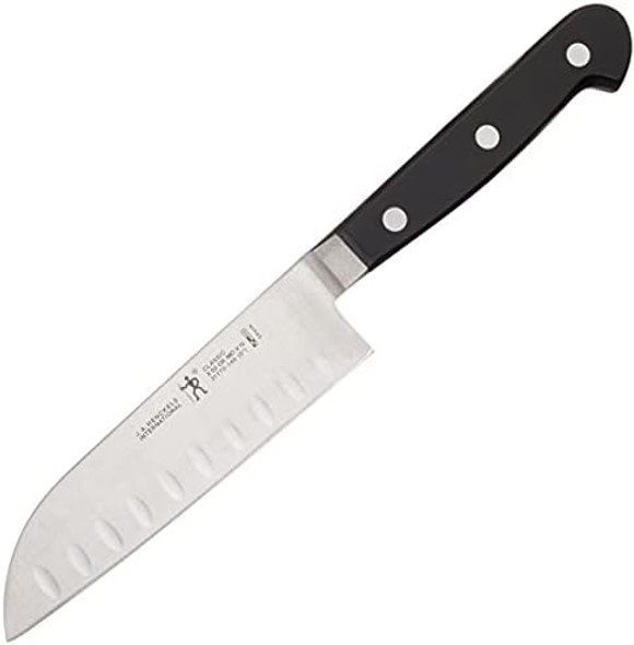 Henckels Classic Razor-Sharp Hollow Edge Santoku Knife 5 Inch German Engineered Informed By 100+ Years Of Mastery Black/Stainless Steel